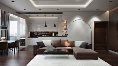 3 tông màu trầm cho phòng khách hiện đại khi thiết kế căn hộ chung cư 70m2