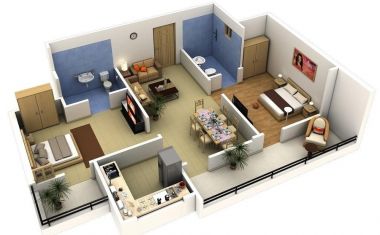 Các mẫu thiết kế nhà 1 tầng 2 phòng ngủ ấn tượng cho gia đình bạn