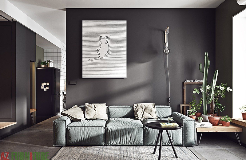 Tông màu xám giúp nội thất chung cư thêm sang trọng, đẳng cấp