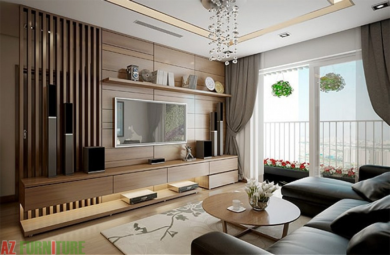 Kệ tủ ti vi dành cho chung cư tạo nên không gian nội thất phòng khách sang trọng