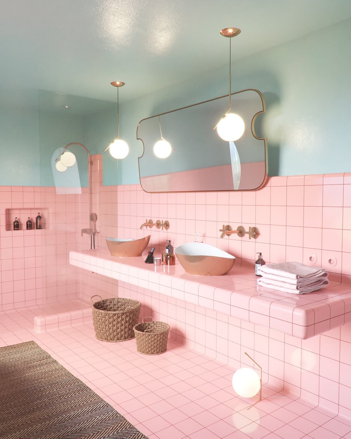 27 Mẫu phòng tắm màu hồng đẹp nhẹ nhàng tinh tế vạn người mê
